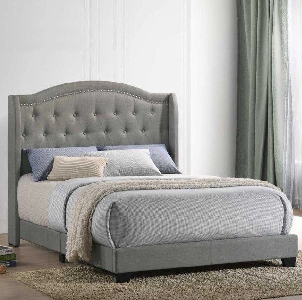 Intercon Rhyan Smoke Youth Full Upholstered Panel Bed-1