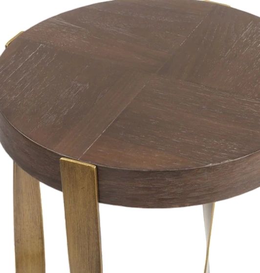 Uttermost® Drew Dark Chocolate End Table with Brass Base-4
