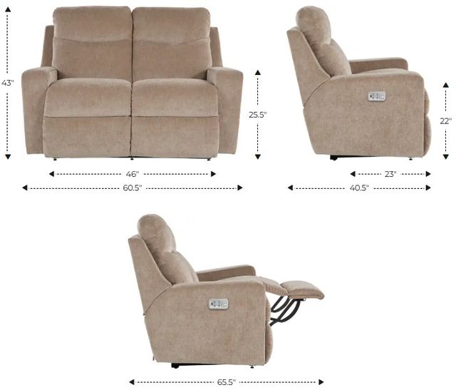 La-Z-Boy® Emmons Granite Power Reclining Loveseat with Headrest and Lumbar-2