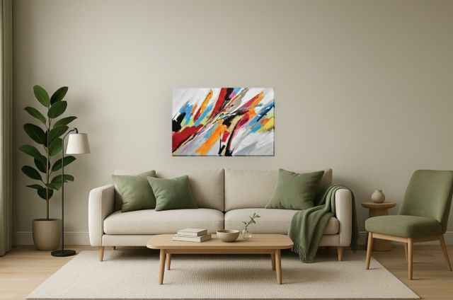 Classy Living Vibrant Color Surge Abstract Expression Canvas Wall Art-1