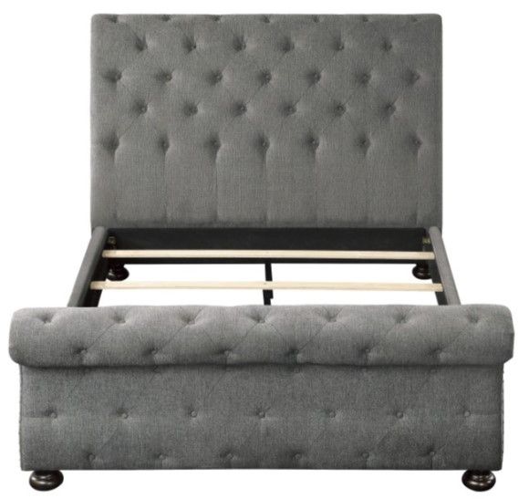 Homelegance® Crofton Gray Upholstered Queen Sleigh Bed-3