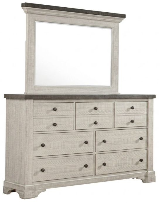 New Classic® Home Furnishings Augusta Rustic White Dresser and Mirror-0