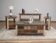 International Furniture Direct Antique Brown End Table and Beige Base-1