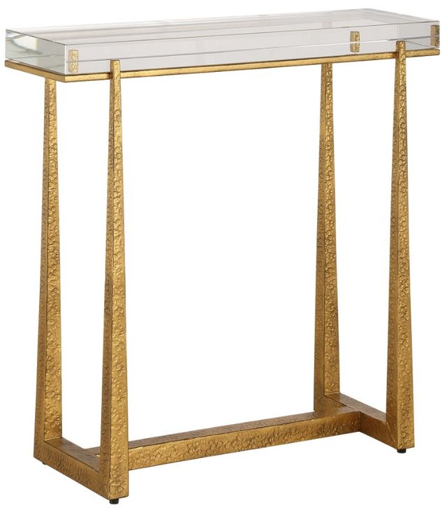 Uttermost® Midas Thick Crystal Top Accent Table with Antique Gold Base-0