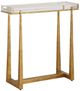 Uttermost® Midas Thick Crystal Top Accent Table with Antique Gold Base-0