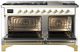 Ilve® Majestic III 60" White Pro Style Dual Fuel Liquid Propane Range with Solid Door and Brass Trim-1