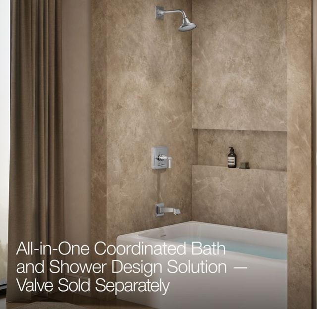 KOHLER® Pinstripe® Pure Rite-Temp® Polished Chrome 2.5 GPM Bath and Shower Trim Kit with Push-Button Diverter and Lever Handle-4