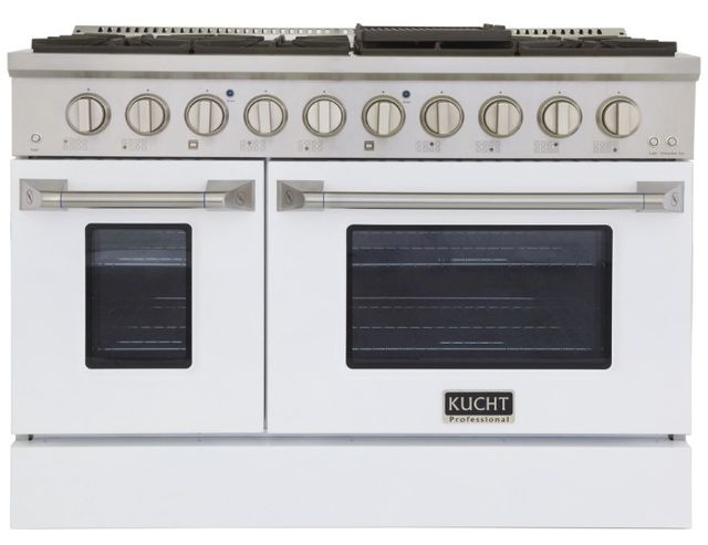 Kucht Professional KNG Series 48" Stainless Steel Pro Style Liquid Propane Gas Range with White Door-1