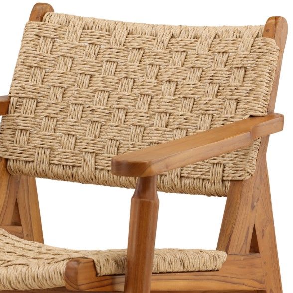 Dovetail Furniture Parley Natural Synthetic Rattan/Teak Wood Outdoor Occasional Chair-4