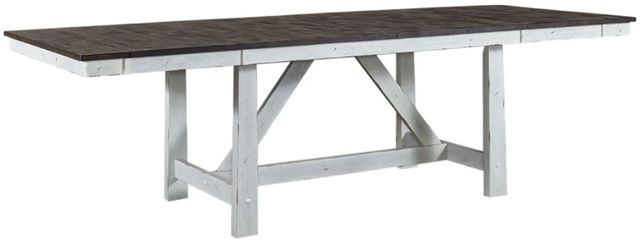 Liberty Furniture Farmhouse Brown Extendable Trestle Table with White Base-0