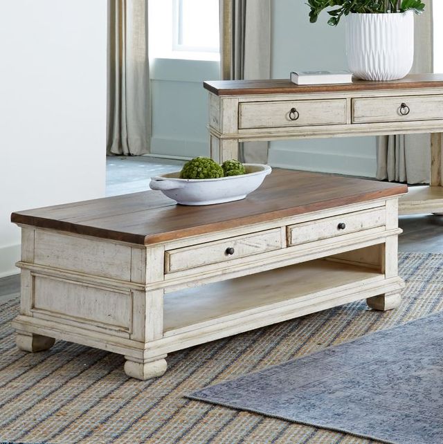 Napa Furniture Design Belmont Brown Coffee Table with White Base-2