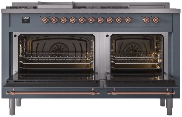 Ilve® Nostalgie II Series 60" Blue Grey Pro Style Dual Fuel Range-2