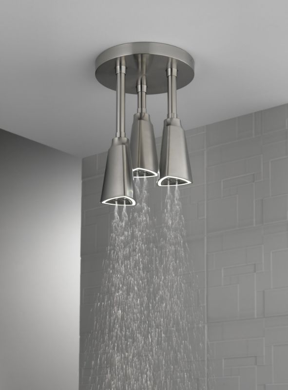 Delta Universal Showering Stainless H2Okinetic® Pendant Raincan Shower Head with LED Light-1