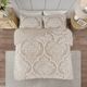 Olliix by Madison Park Viola 3 Piece Taupe Full/Queen Tufted Cotton Chenille Damask Comforter Set-5