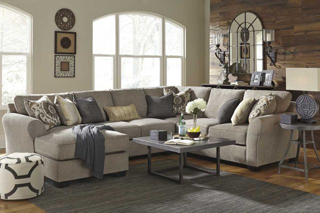 Benchcraft® Pantomine 4-Piece Driftwood Right-Arm Facing Sectional with Chaise and Armless Loveseat-3