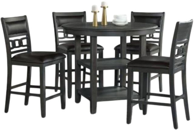 Elements International Amherst 5-Piece Black/Gray Counter Dining Set-0