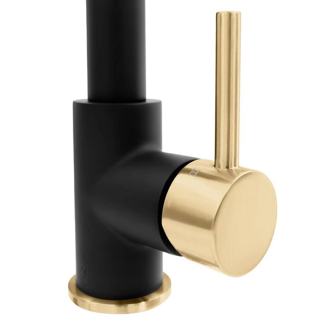 ZLINE Autograph Edition Champagne Bronze/Matte Black Gemini Pull Down Single Handle Kitchen Faucet-2