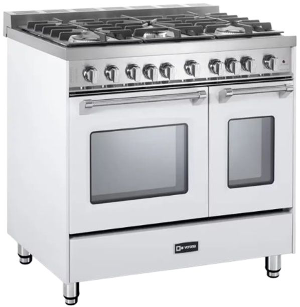 Verona® Prestige Series 36" White Pro Style Dual Fuel Gas Range-1