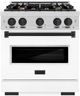 ZLINE Classic Autograph Edition 30" Stainless Steel Pro Style Dual Fuel Range with White Matte Door and Matte Black Accents-0