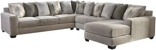 Benchcraft® Ardsley 4-Piece Pewter Right-Arm Facing Sectional and Chaise