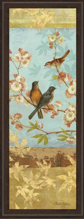 Classy Art Robins And Blooms Panel By Pamela Gladding Wall Art-1
