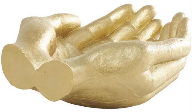 Deco Marche Gold Polystone Hands Open Decorative Sculpture-1