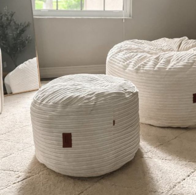 CordaRoy's® Ecru Terry Corduroy Pouf Footstool-1