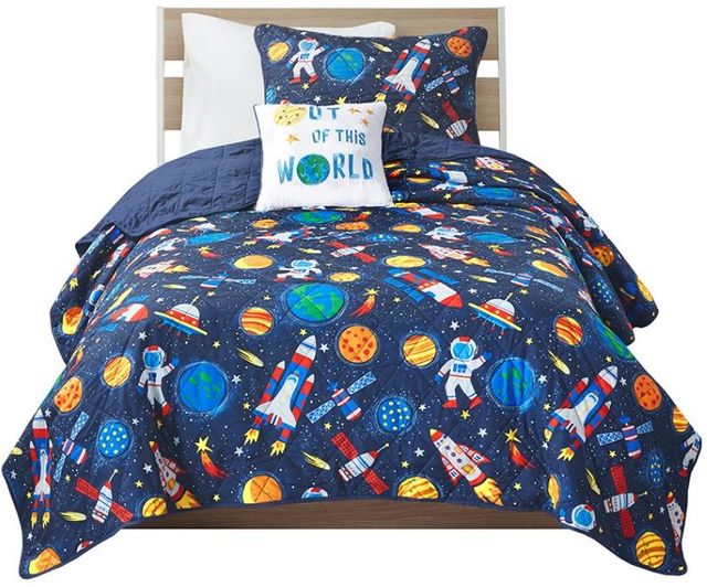 Olliix by Mi Zone Kids Jason Multi Twin Outer Space Coverlet Set-0