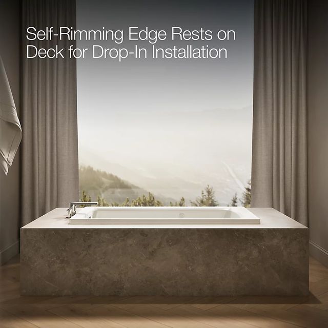 KOHLER® Archer® Biscuit 60" x 32" Drop-In Whirlpool Bath with Heater-3