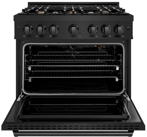 ZLINE Classic 36" Black Stainless Steel Pro Style Gas Range -1
