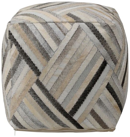 Dovetail Furniture Edith Brown/Gray/Natural Pouf-1