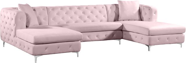 Meridian Furniture Gail 3-Piece Pink Velvet Sectional-0