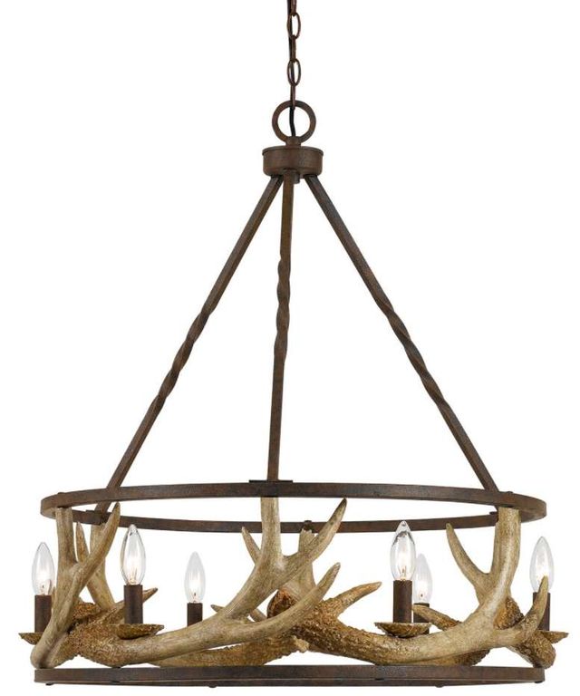 Cal® Lighting & Accessories Antler Light Brown/Rust Chandelier-0