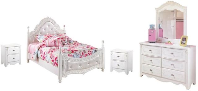 Signature Design by Ashley® Exquisite 5-Piece White Full Poster Bed Set -0