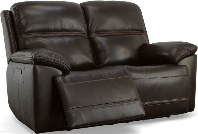 Flexsteel® Jackson Dark Brown Power Reclining Loveseat with Power Headrests-1
