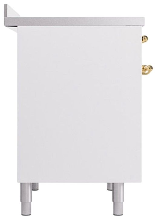 Ilve® Nostalgie II Noblesse 40'' White Pro Style Induction Range with Brass Trim-2