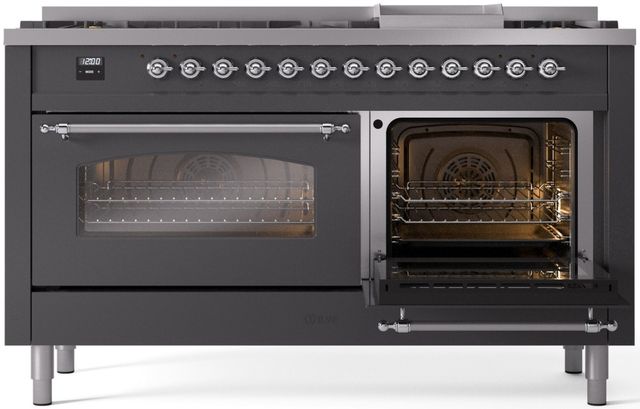 Ilve® Nostalgie II Series 60" Graphite Matte Pro Style Dual Fuel Range-3