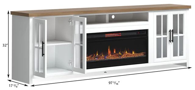 Legends Home Hampton Barnwood/Jasmin White 96" Fireplace Console-2