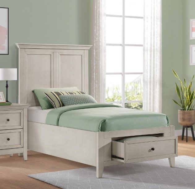 Intercon San Mateo Rustic White Youth Twin Storage Panel Bed-1