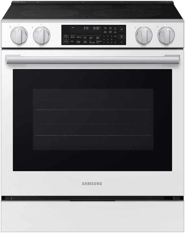 Samsung Bespoke 30" White Glass Smart Slide-In Electric Range with Illuminated Precision Knobs-0