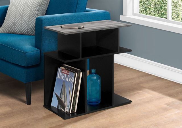 Monarch Specialties Inc. 24"L Grey Top  Accent Table with Black Base-2