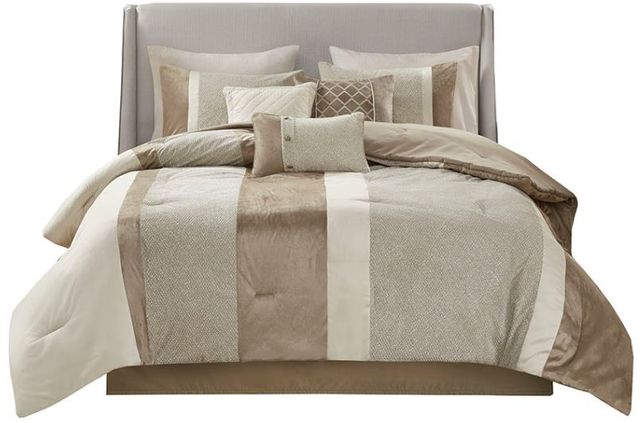 Olliix by Madison Park Atley 7 Piece Taupe/Brown California King Comforter Set-0