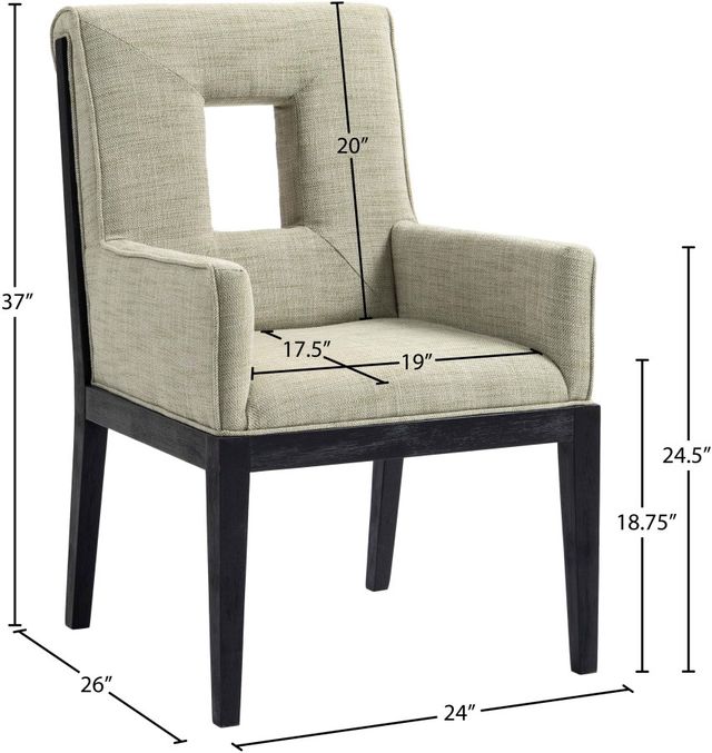 Meridian Furniture Gwendolyn Green/Black Linen Textured Upholstered Dining Chair-2
