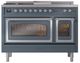 Ilve® Nostalgie II Noblesse 48'' Blue Gray Pro Style Dual Fuel Range with Chrome Trim-1