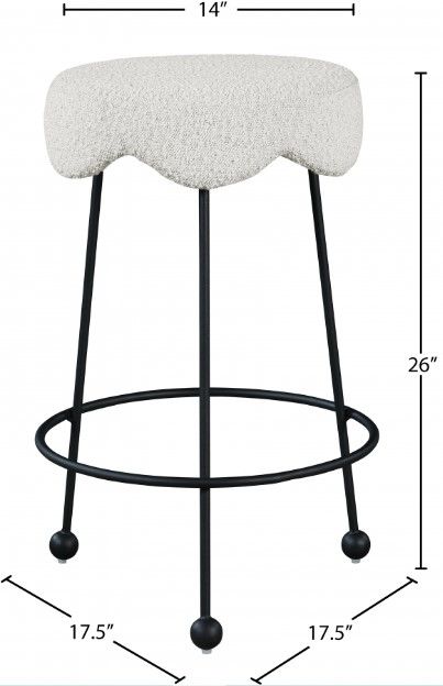 Meridian Furniture Fleur Cream/Matte Black Counter Stool-3