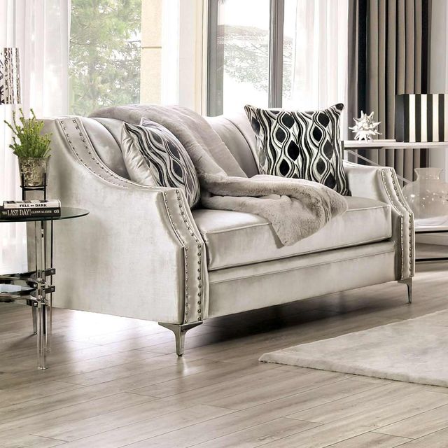 Furniture of America® Elicia 2-Piece Silver/Black Living Room Set-3