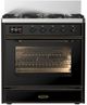 Ilve® Majestic III 30" Glossy Black Pro Style Dual Fuel Liquid Propane Range with Triple Glass Door and Burnished Trim-0