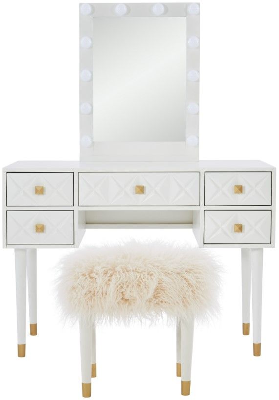 Linon Geo 2-Piece White Vanity Mirror Set-2