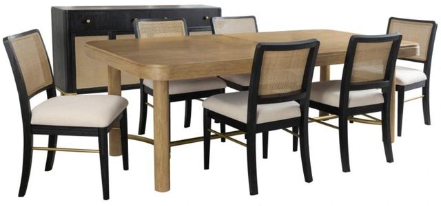 Coaster® Arini 7-Piece Black/Cream/Sand Wash Extension Leaf Dining Table Set-0