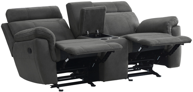 Homelegance® Clifton Gray Double Manual Reclining Glider Loveseat with Center Console-2